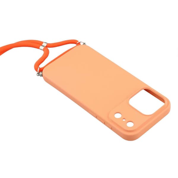 Skal för iPhone 17 Pro, mjukt TPU-fiberfoder, telefonfodral med axelrem Orange