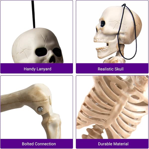 Halloween Indoor Full Body Realistic Posable Hanging Skeleton (40cm) 5 Pieces