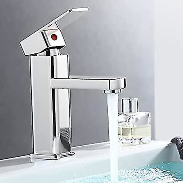 Håndvaskarmatur Firkantet moderne håndvaskevandhaner Vandfaldsvaskarmatur Glat krom Enkeltgrebs moderne stil toiletvaskevaskhane