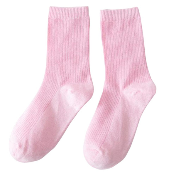 Farverige Strømper Tynde Bomuldsstrømper Bløde Åndbare Høj Elastiske Strømper Til Voksen Barn Pink And White Adult
