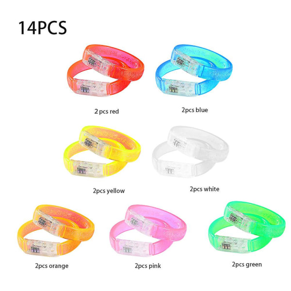 14 kpl/pakkaus Glow Bracelet Party Favors for Kids Aikuiset Colorful Club