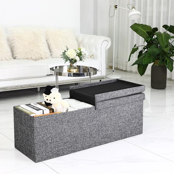 Foldable Storage Bench, Dark Grey, 80x40x40cm, 100L Capacity 6180