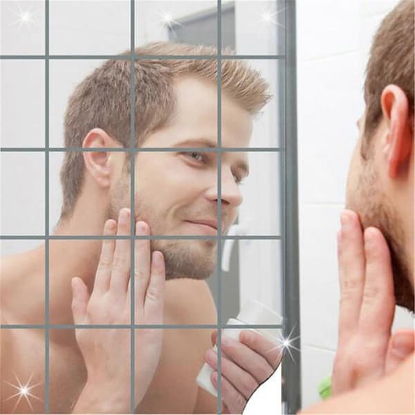 Self-Adhesive Acrylic Mirror, Mirror Tiles, Flexible Mirror Sheets Wall Decals, Frameless Mirror 50cm*50cm*0.2mm