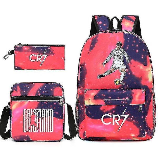 Football Star C Ronaldo Cr7 printed reppu opiskelijan ympärille Kolmiosainen reppu. Xingkongfen 2 Shoulder bag pencil case