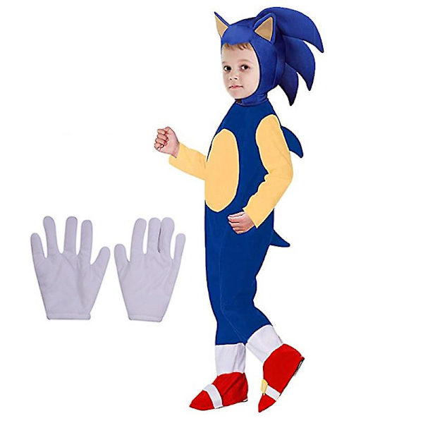 4-12-vuotiaille Anime-elokuvan hahmojen cosplay-asu lapsille, Salamannopean sankarin haalari, lahjana hanskat S(100-120CM )