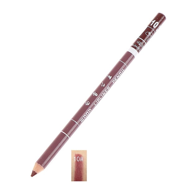 1 stk Profesjonell Wood Lip Liner Vanntett Lady Long Lasting Lip Liner Pencil N10