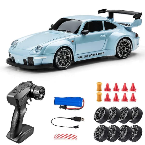 1:24 RC Driftbil 4WD System LED-lampor Design för snabbt däckbyte baby blue
