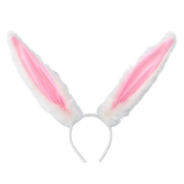 Påskkaninöron Hårband Snygga Hårringar Unik Huvudbonad Håraccessoarer Festfavoriter Tillbehör För Festival (Svart + Röd) White Pink