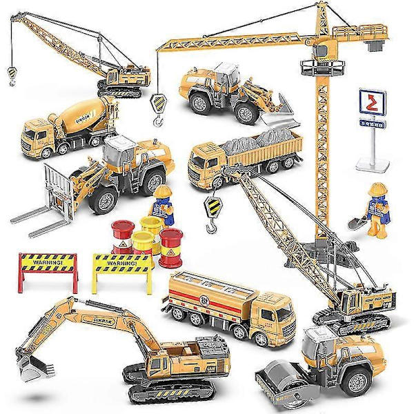 Alloy Engineering Bulldoser Kran Byggebil Tårn Designer For Gutter Lek Excavator Kjøretøy Biler Sett Leke For Barn 50pcs