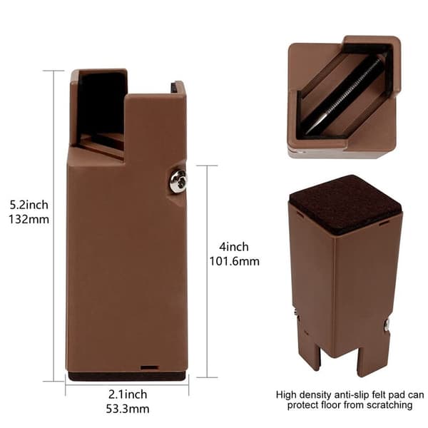 4-pack Adjustable Bed Risers 22-42mm Brown Furniture Risers 10cm