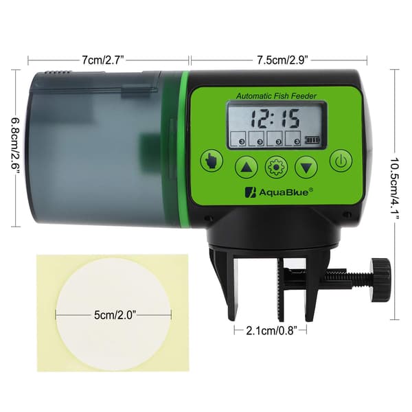 Automatic Fish Feeder for Aquarium, Adjustable Food Dispensing, Large Capacity, Moisture-Proof Container for Flakes, Pellets, Crumbs, Programmable Feeding