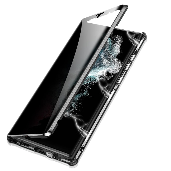 Anti-Peeping Privacy-fodral Kompatibelt med Samsung Galaxy S22 Ultra/s22, Dubbelsidigt Härdat Glas Magnetiskt Omslag Black For Galaxy S22