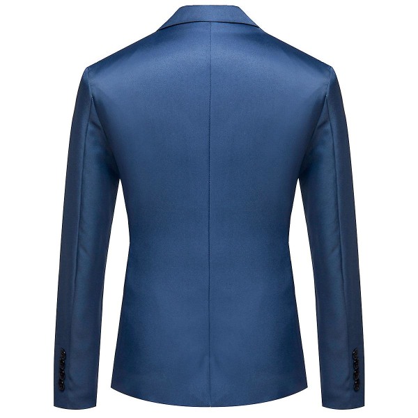 Allthemen Herr Business Casual Enknapps Naggad kavaj Enfärgad kostymjacka Royal Blue L