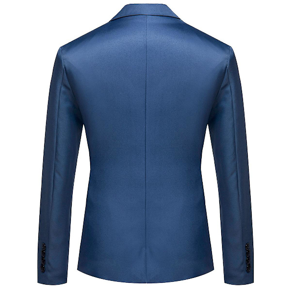 Allthemen Herrkostymjacka för Business Casual, Enknapp, Spetsad Krage, Enfärgad Royal Blue XS