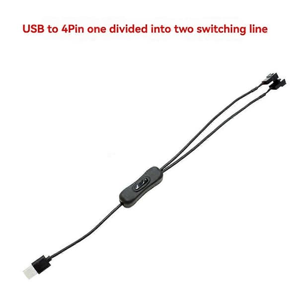USB til 3-benet / 4-benet PWM 5V USB-sleeved blæserstrømadapterkabel kabinetblæseradapterstikkabel med
