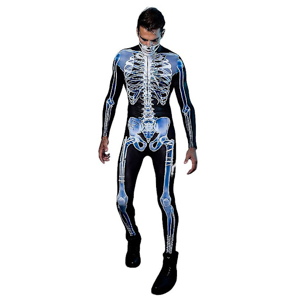 2022 Sexy 3D Skjelett Bodysuit Horror Voksen Fantastisk Bein Design Djevel Jumpsuit Halloween Party Cosplay Kostymer Nyhet Male M