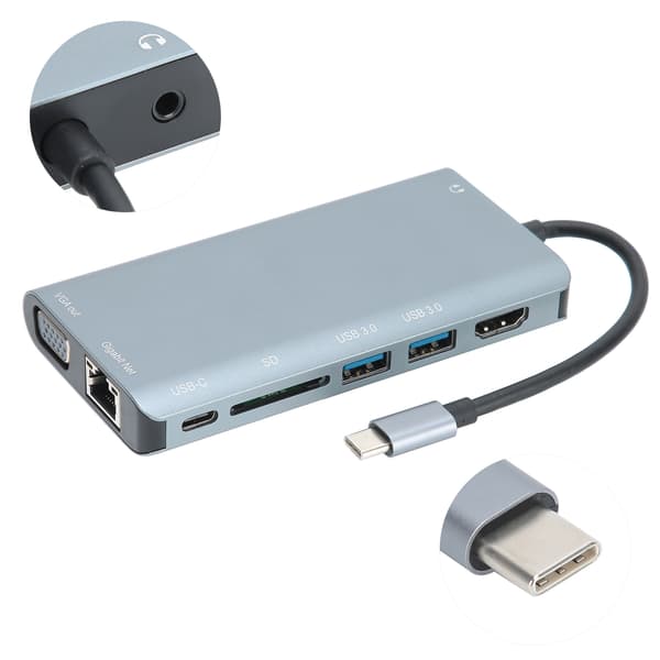 USB3.0 8-in-1 C-tyypin sovitinnapa tietokonetarvikkeet