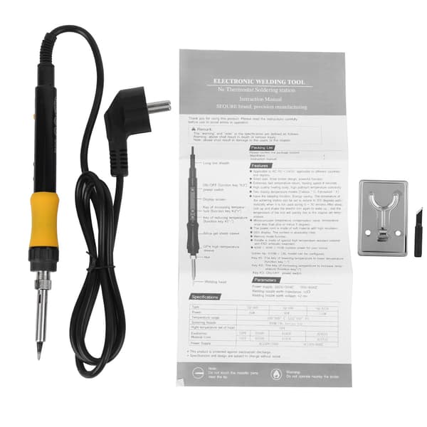 Digital Display Internal Heating Electric Soldering Iron 110W 220V EU Plug Yellow SQA110