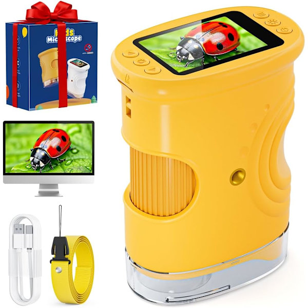 New 2-inch Bifocal Handheld 2MP High-Definition 1000X Educational Observation Microscope for Children, Pocket-sized Microscope