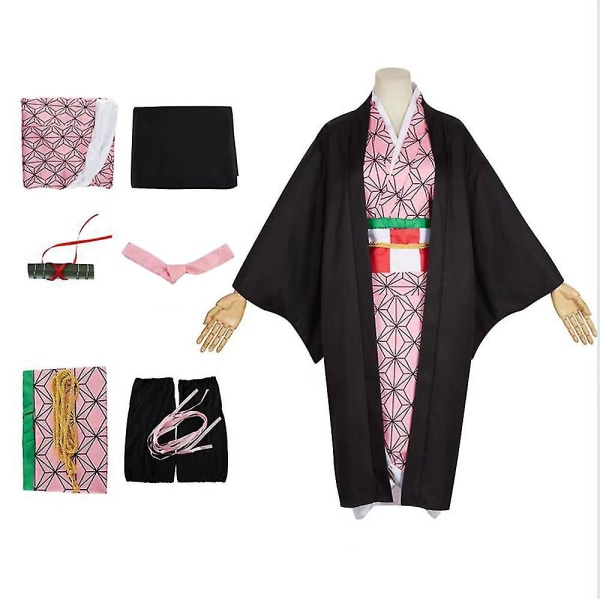 Demon Slayer Kamado Nezuko Cosplay Juhlapuku Asut Halloween Party Anime Set Lahjat Outfits One Size - Wig