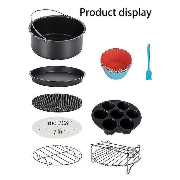 Airfryer tilbehør til Gowise Gourmia Dash Airfryer, passer til alle 3,2-4,0-5,8QT black  silver