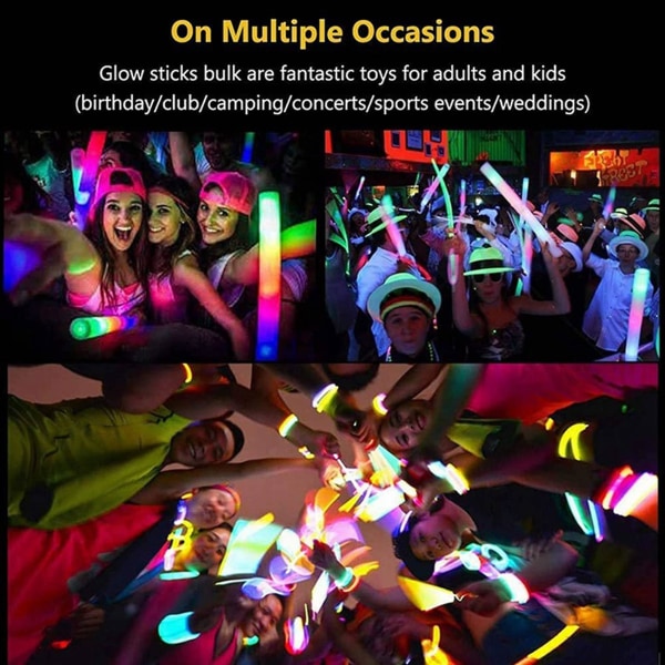 24 stk Light Up Foam Sticks, LED Foam Sticks Glow Batongs Med 3 Modi Blinkende Effekt For Party, Concern