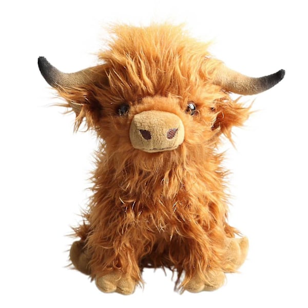 Highland Cow -pehmolelu  Täytetty eläin Pehmeät lelut Skotlantilainen lehmän nukke 25cm-26-1