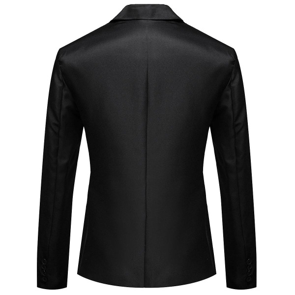 Allthemen Herre Business Casual One Butched Revers Ensfarvet jakkesæt Black XL