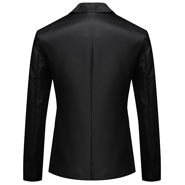 Allthemen Miesten Business Casual Yksipainikkeinen Notched Lapel Yksivärinen Puku Takki Black M