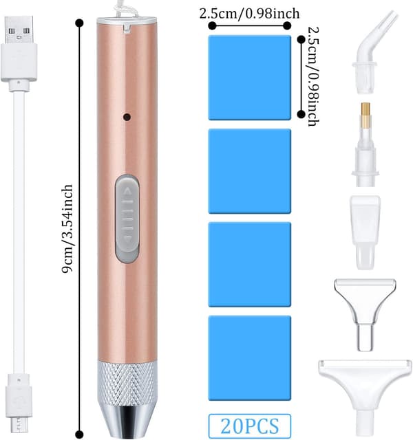 Diamantmaling Pen Spidsbor Pen med Lys 5D DIY Diamant