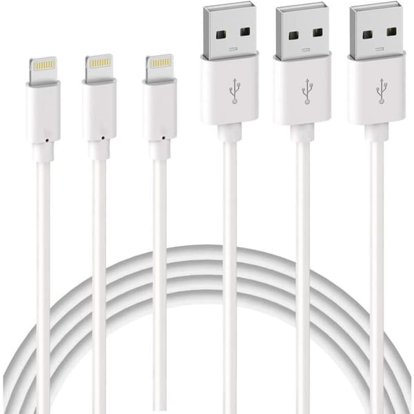3-pack iPhone Charging Cable 2m 【MFI Certified】 Lightning Charging Cable for iPhone 11 Pro XS Max XR X 8 7 6s 6 Plus 5 SE iPad, White Cord