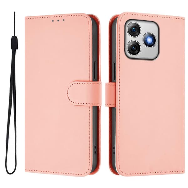 Mobilskal i läder med solid färg och snodd Pink For Ulefone Note 18 Ultra