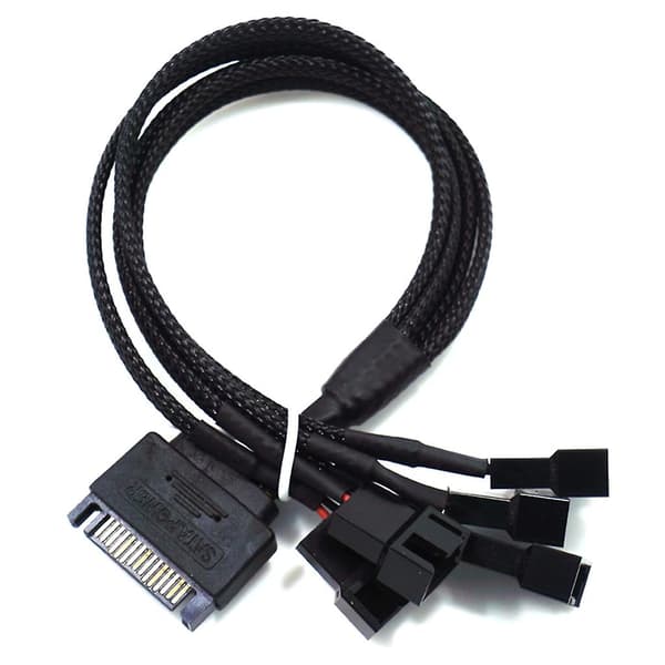 SATA til 5-ports 4-bens 3-bens blæserstrømkabel splitterkonverteradapterledning Black