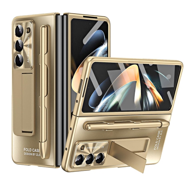 Galaxy Z Fold 5- case med S Pen och S Pen-fack, inbyggt skärmskydd och stöd för Samsung Galaxy Z Fold 5- case Gold