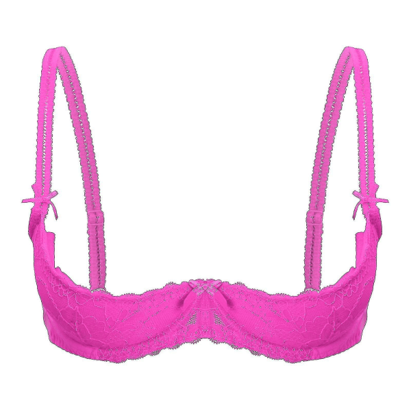 Dame 1/2 Kop Push Up Underwire Lace BH Lingeri Åben Brystkop BH Toppe Justerbar Rem Svampepolstret BH Undertøj Rose A L