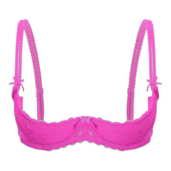 Dame 1/2 Kop Push Up Underwire Lace BH Lingeri Åben Brystkop BH Toppe Justerbar Rem Svampepolstret BH Undertøj Rose A XXL