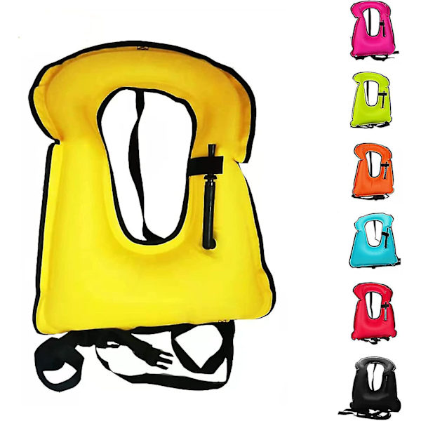 Snorkelvest for Voksne, Bærbar Svømmevestjakke, Kajakk Oppdrift Oppblåsbar Svømmevestjakke for Utendørs Vannsport Yellow