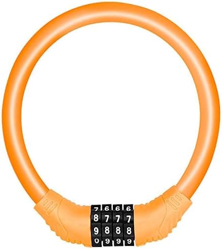 Cykellåskabelkombination, bärbart cykellås med 4-siffrig kombination orange