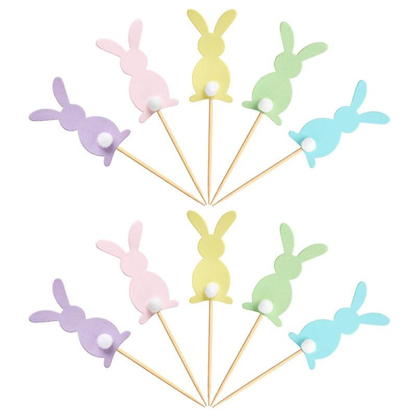 5 st Happy Easter Kanin Tårta Toppers Bunny Tårta Dekoration Födelsedagsfest Favoriter Påsk Dekoration För Hem Festival Tillbehör yellow