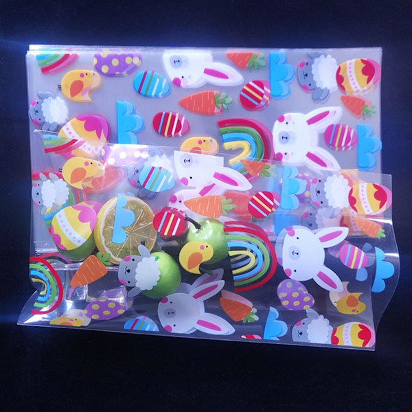 50 st/set Söta Kaninmönster Godispåsar Påsk Stil Söt PET Presentpåse för Fest D