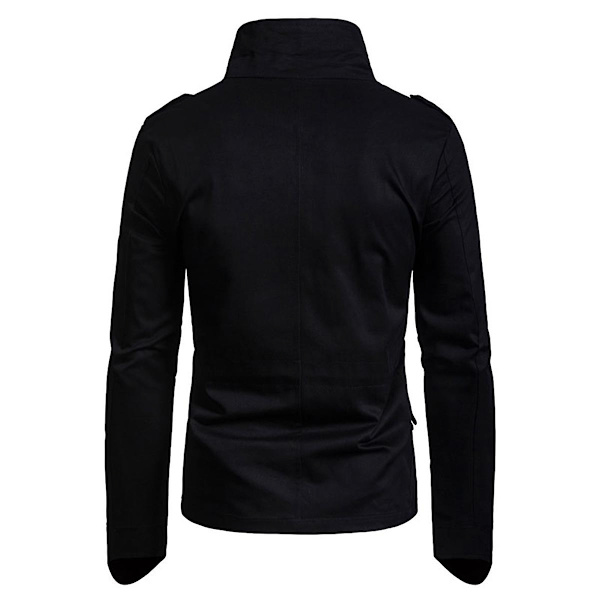 Allthemen Herre Solid Efterår Lapel Casual Jakke Black L