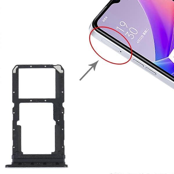 För OPPO A57 5G / A77 5G / K10 5G SIM + SIM / Micro SD-kortfack Black