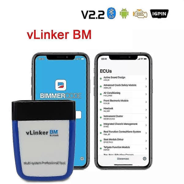Auton diagnostiikkatyökalu - Bmw Bimmercode Vlinker Bm Bluetooth 3.0 Elm327 V2.2 Obd2 -skanneri