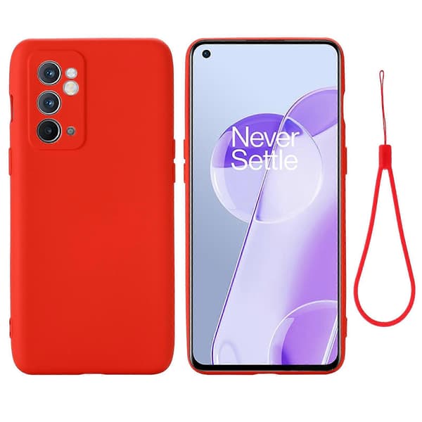 För OnePlus 9RT 5G Enfärgat Flytande Silikonskal Red