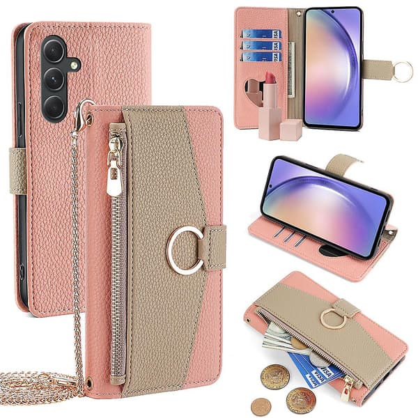 För Samsung Galaxy A54 5G Läderfodral Plånbok Crossbody PU Läder Ställskydd