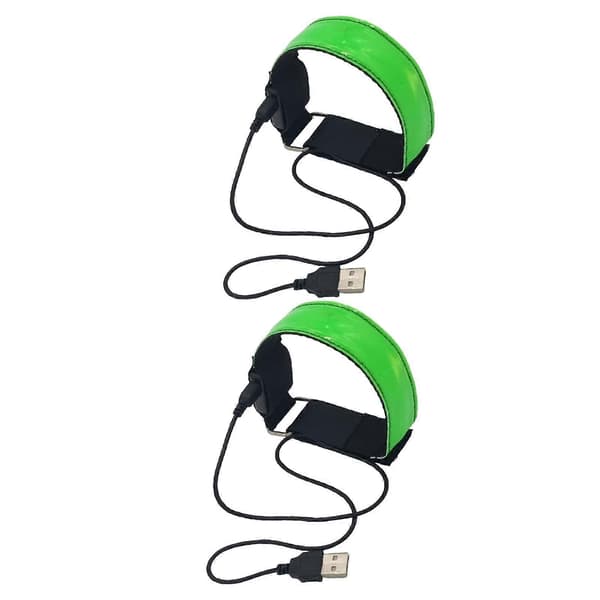 2x Oppladbare LED-lys Armbånd Høy Synlighet for Voksne Løping Green