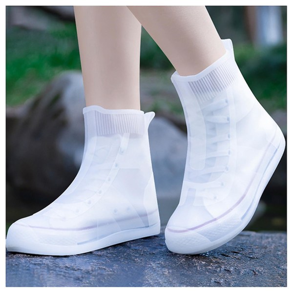 Vedenpitävät kengänsuojat Uudelleenkäytettävät liukumattomat päällyskengät Liukumattomat ulkoilukengänsuojat aikuisille lapsille White M