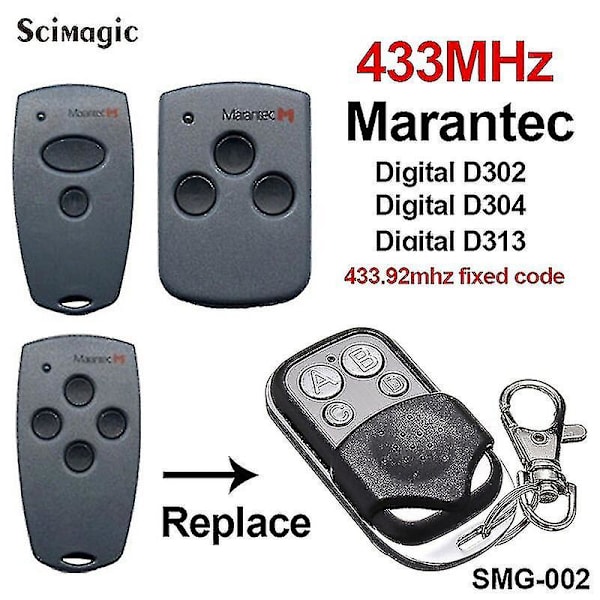 Marantec fjernkontrollreplikator, 4 kanaler, egnet for garasjeportkontrollere, egnet for 302, D313 type 2 og andre modeller, 433 MHz-versjon type2 433MHz