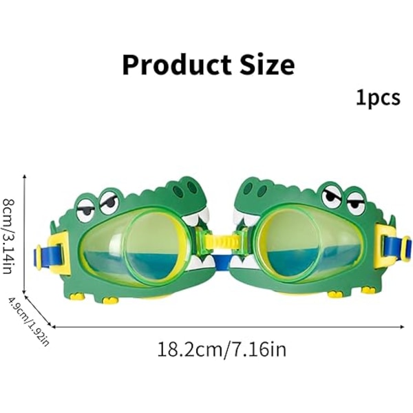 Barnsimglasögon med tecknade motiv, söta simglasögon för poolen, dykglasögon för barn, snorklingsglasögon för pojkar och flickor Crocodile