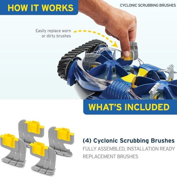 Pakke med 4 Cyclone R0714400 skrubbebørster til Zodiac MX8 Elite poolrobot